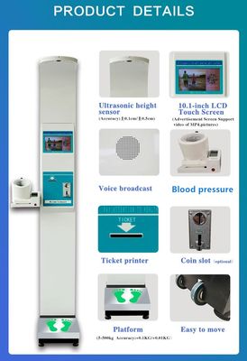 Multi Coin Acceptor Height And Weight Machine Blood Pressure Measurement