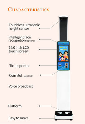 Hd Lcd Screen Ultrasonic Height And Weight Machine RS232 Interface