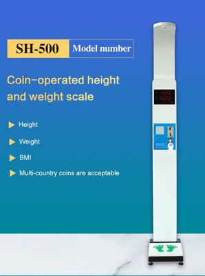 Coin Operated Height Weight Machine Rs232 Bmi Ultrasonic Digital Medical Scale
