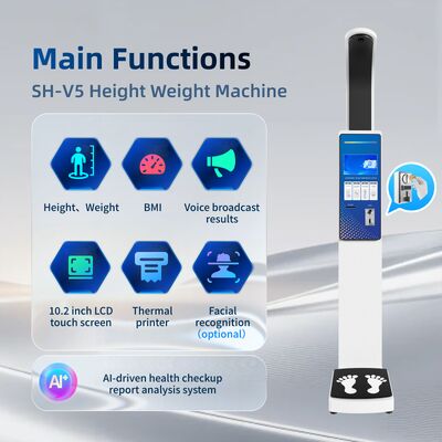 SH-V5 อุปกรณ์ตรวจวัดดิจิตอลแบบพกพาเครื่องชั่งน้ำหนักส่วนสูง BMI